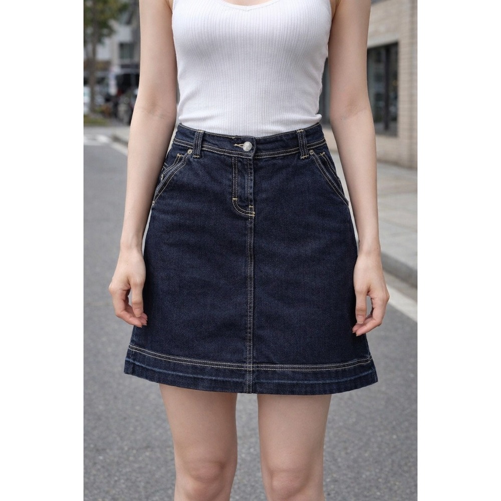 Boden‎ Denim Skirt Women's Sz M Knee Length Classic Pencil Casual Cotton Stretch